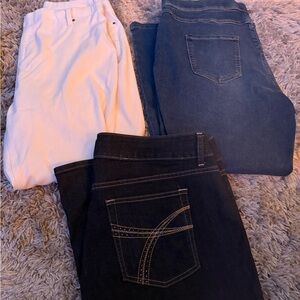 Time and Tru Women's Straight Leg Jeans - Black, Blue, and White and Leggings